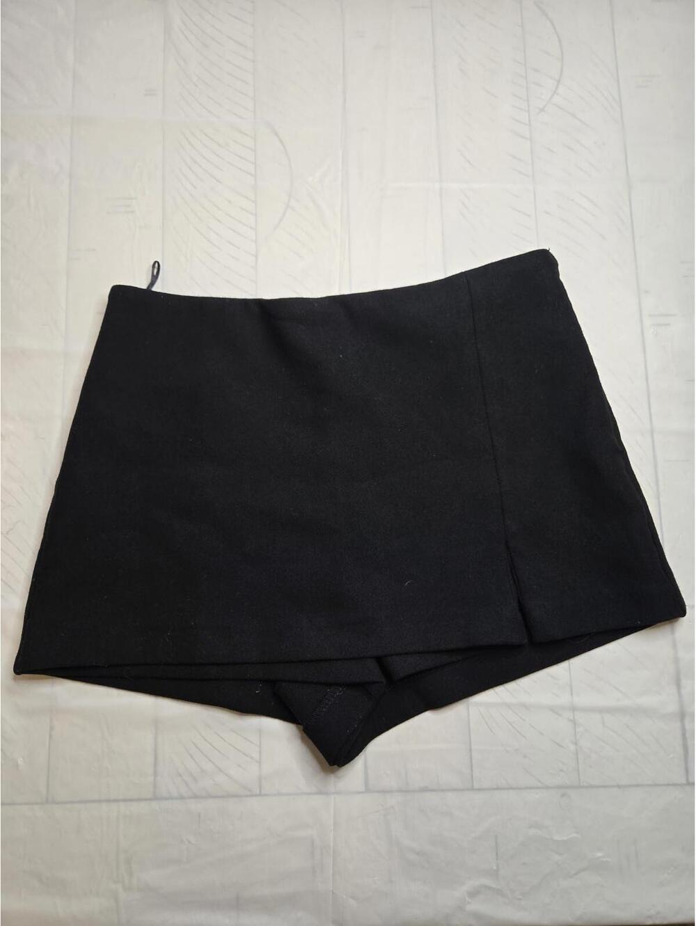Zara High-Waisted Asymmetrical Skort - Black